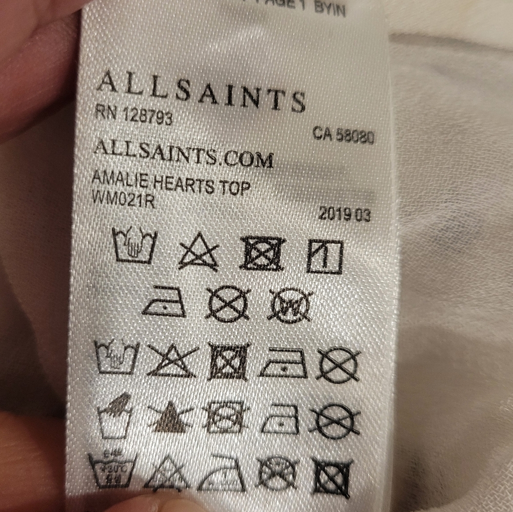 All Saints Amalie Hearts Top Size 2 - Picture 6 of 9